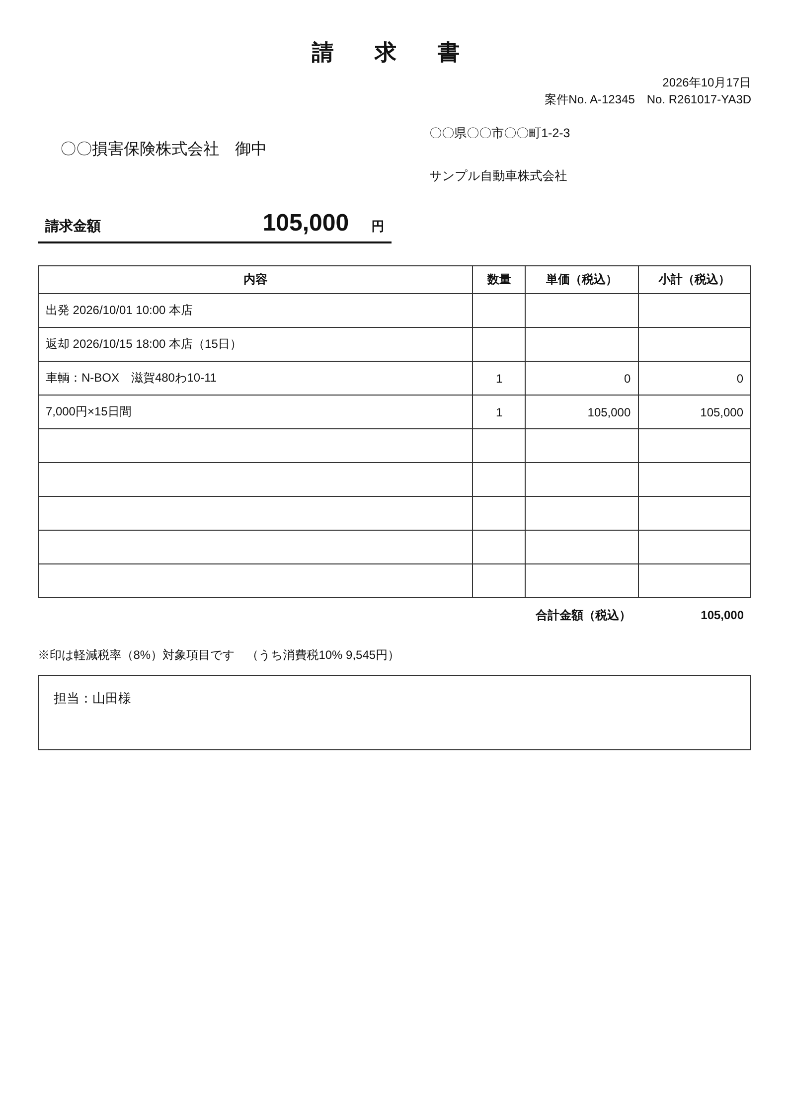 自動で作られた請求書